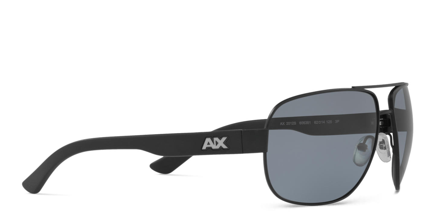 Armani Exchange A|X Logo Wide Aviator Sunglasses in Black – Product Photo 3