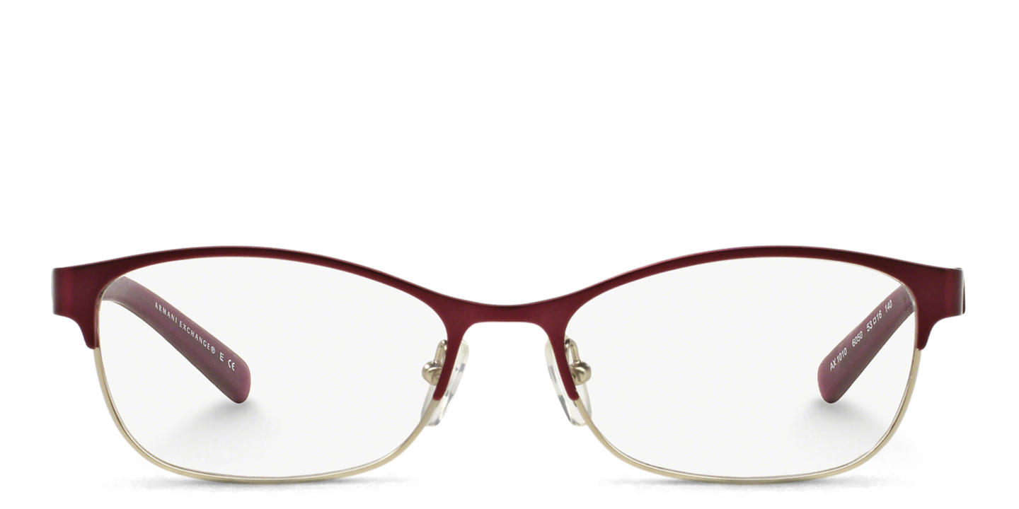 Shop Armani Exchange Rectangle Eyeglasses in Purple online.