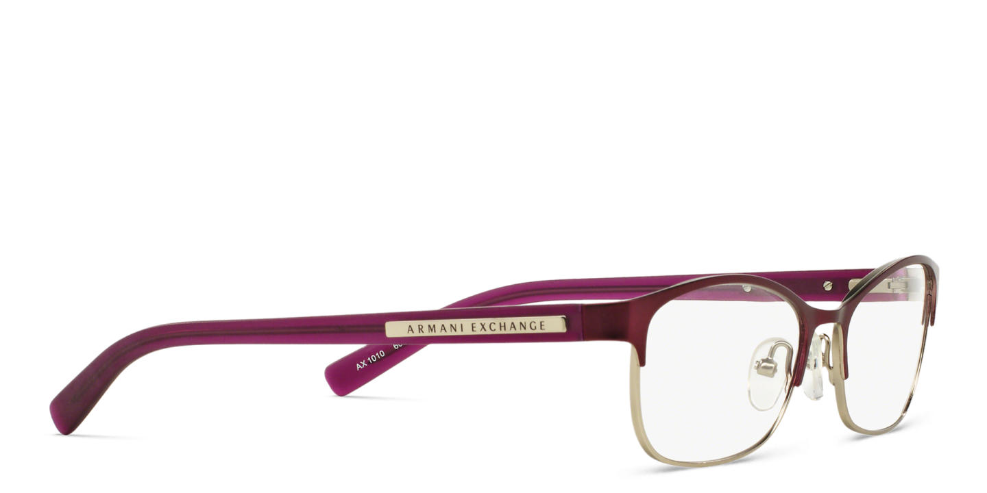 Shop Armani Exchange Rectangle Eyeglasses in Purple online.