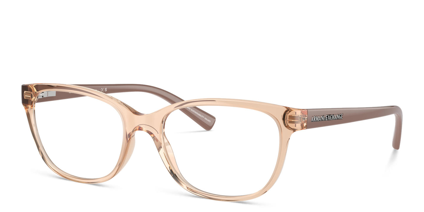 Armani Exchange Logo Lettering Cat-Eye Eyeglasses in Beige – Product Photo 1