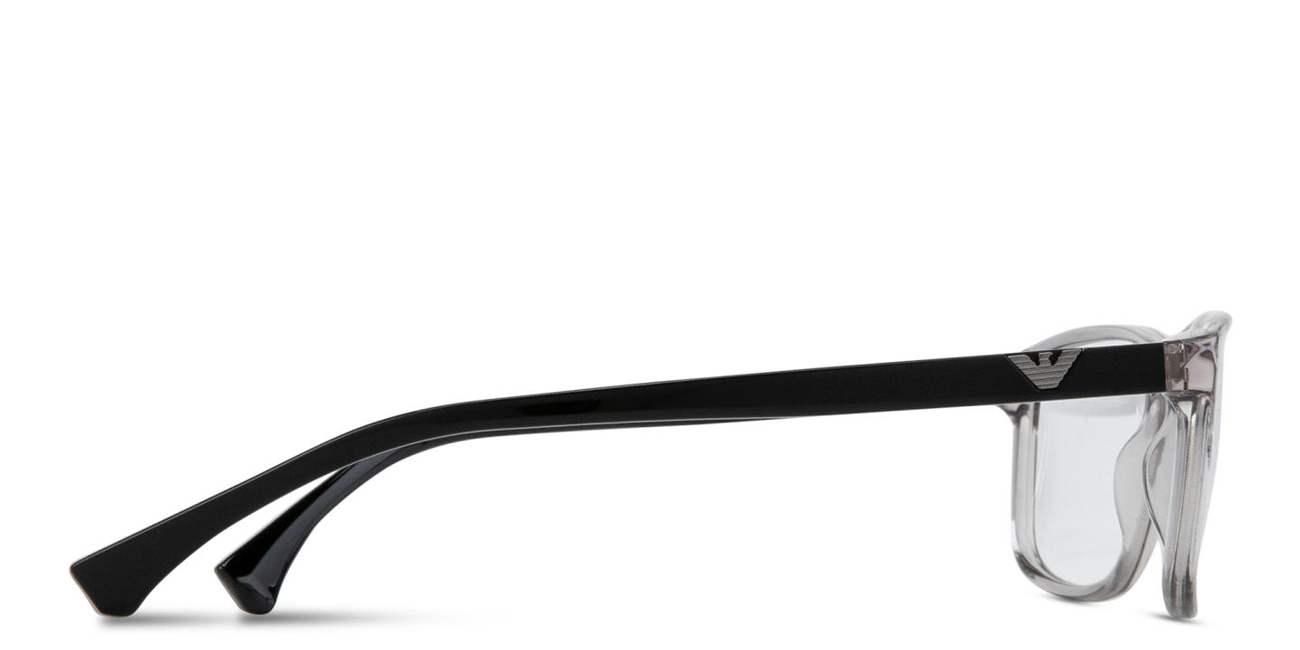 Emporio Armani Eagle Logo Rectangle Eyeglasses in Transparent Grey – Product Photo 2