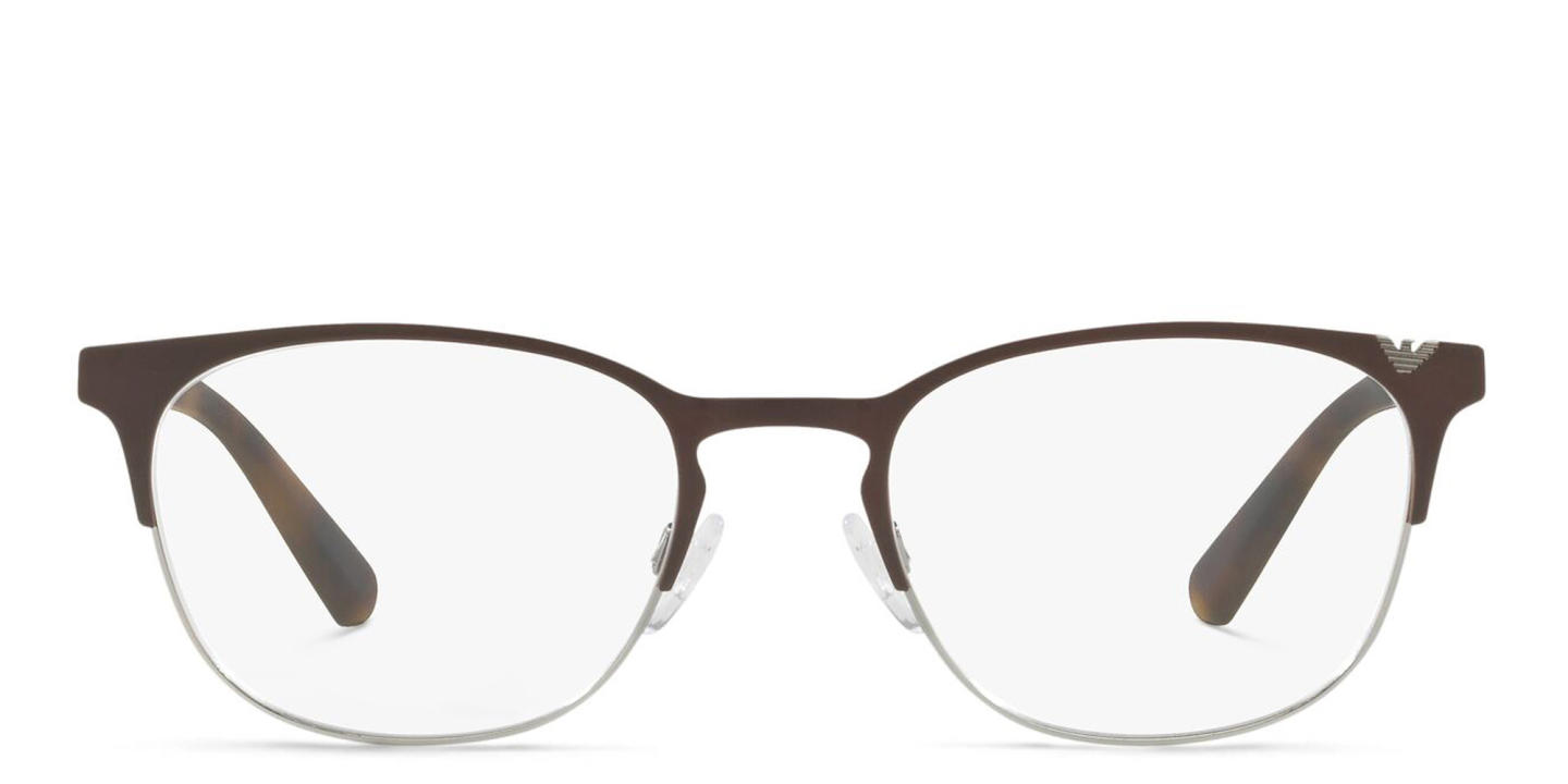 Emporio Armani Oval Eyeglasses in Matte Brown & Gunmetal – Product Photo 0