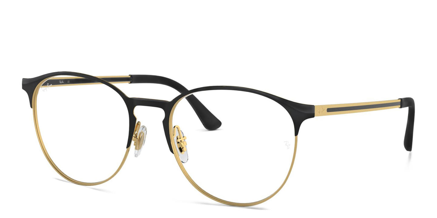 Shop Ray-Ban Unisex Panthos Eyeglasses in Black On Gold online.