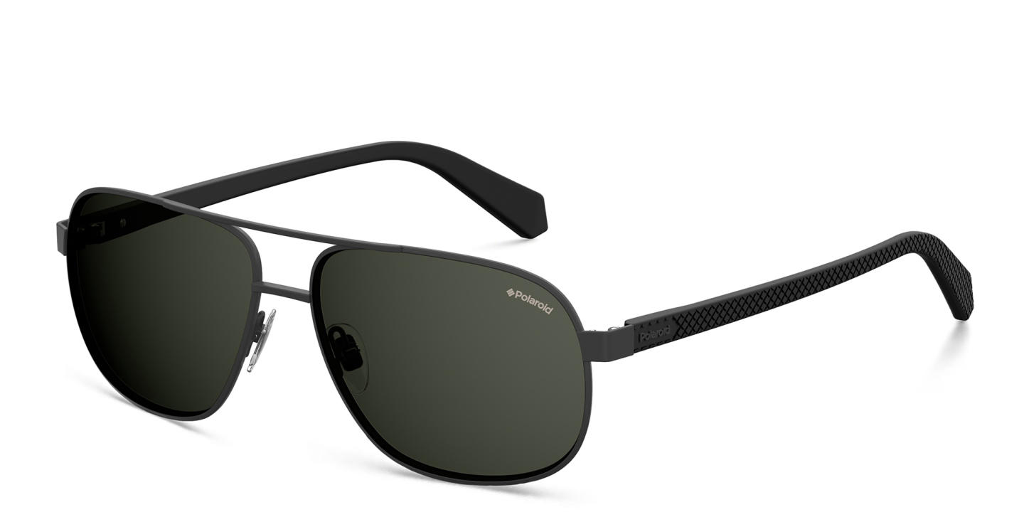 Shop Polaroid Aviator Sunglasses in Black online.