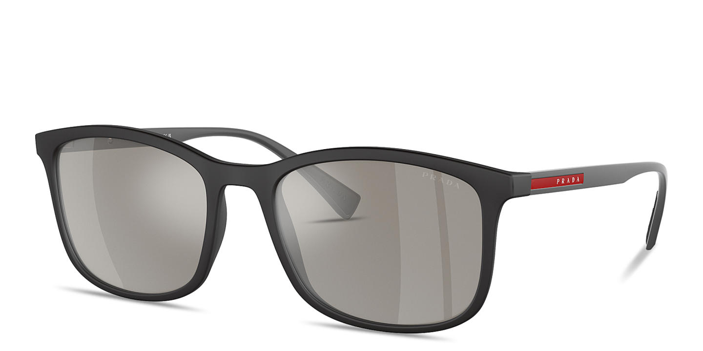 Shop Prada Linea Rossa Lifestyle Rectangle Sunglasses in Black online.