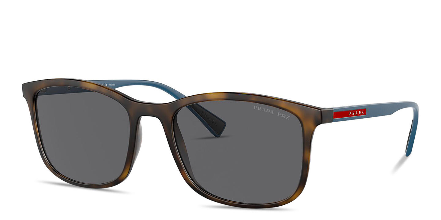 Shop Prada Linea Rossa Lifestyle Rectangle Sunglasses in Havana online.