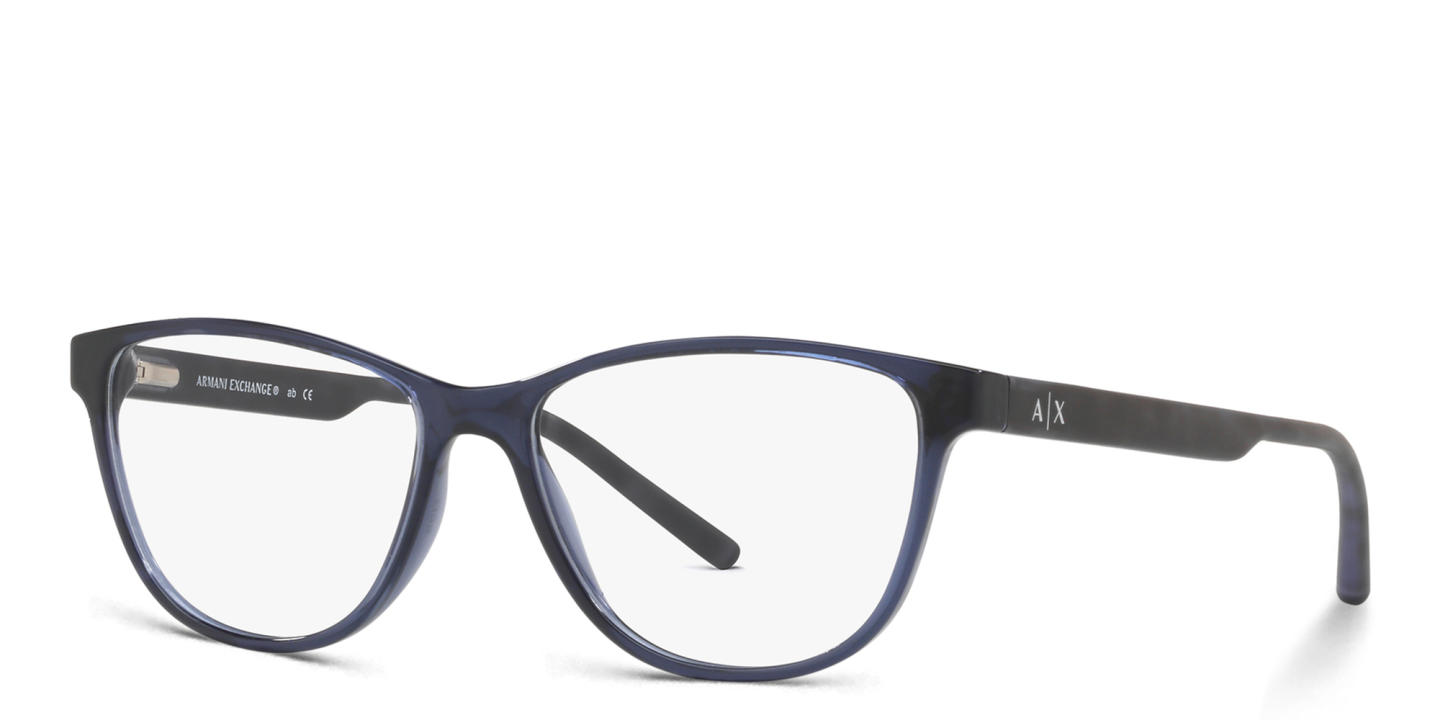 Shop Armani Exchange A|X Logo Cat-Eye Eyeglasses in Blue online.