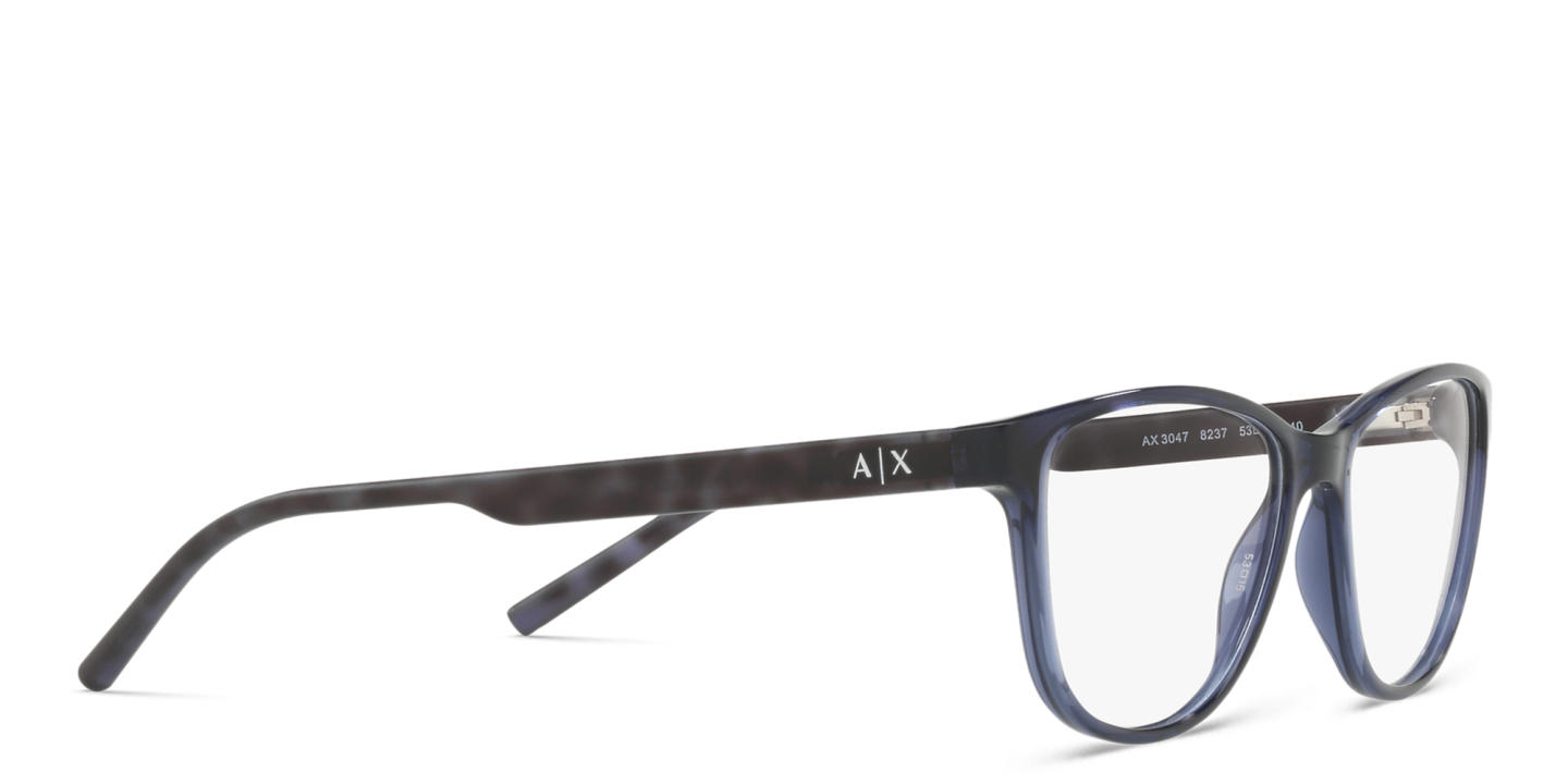Shop Armani Exchange A|X Logo Cat-Eye Eyeglasses in Blue online.