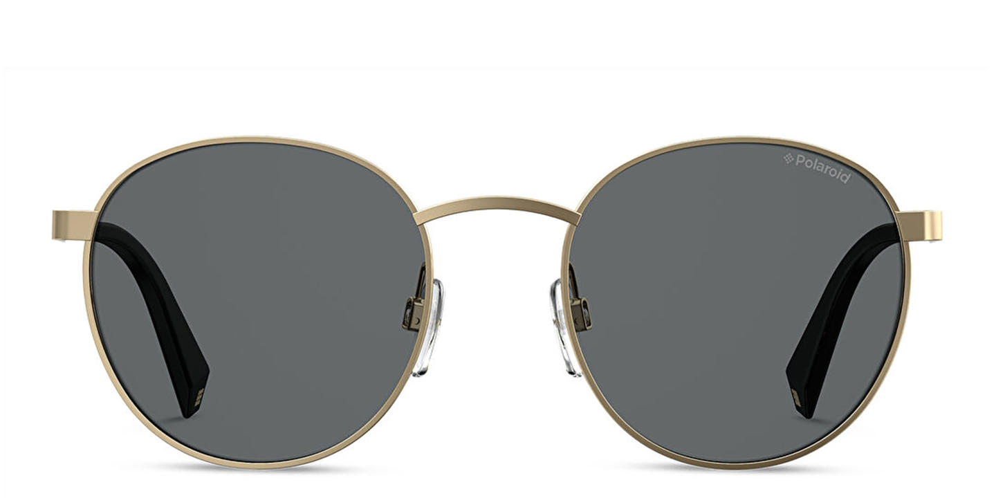 Polaroid Unisex Round Sunglasses in Gold – Product Photo 0