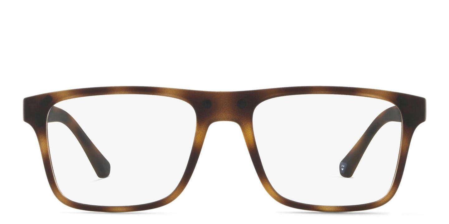 Shop Emporio Armani Rectangle Eyeglasses in Brown online.
