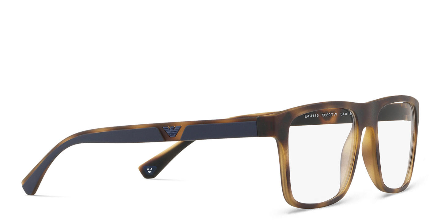 Shop Emporio Armani Rectangle Eyeglasses in Brown online.