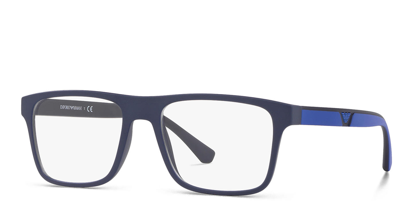 Emporio Armani Rectangle Eyeglasses in Matte Dark Blue – Product Photo 1
