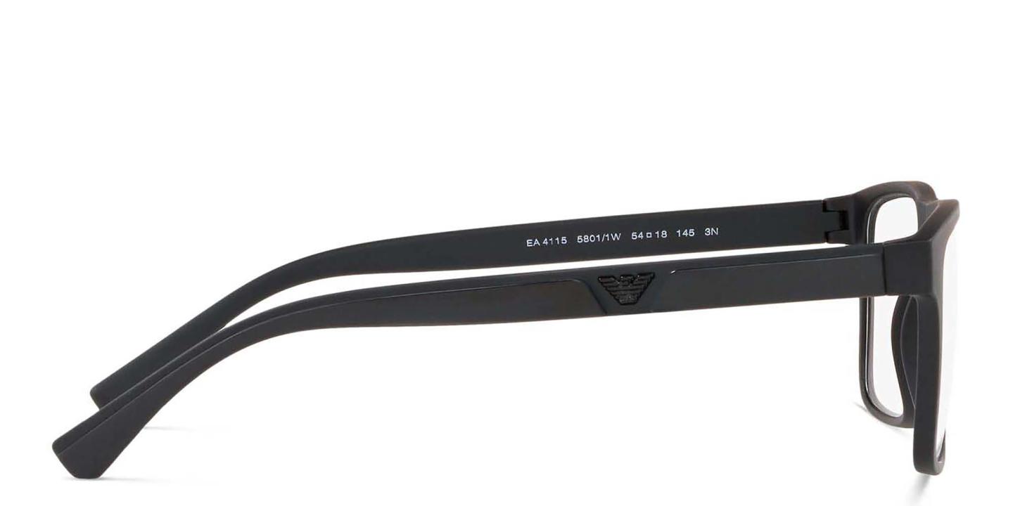 Emporio Armani Rectangle Eyeglasses in Matte Black – Product Photo 2