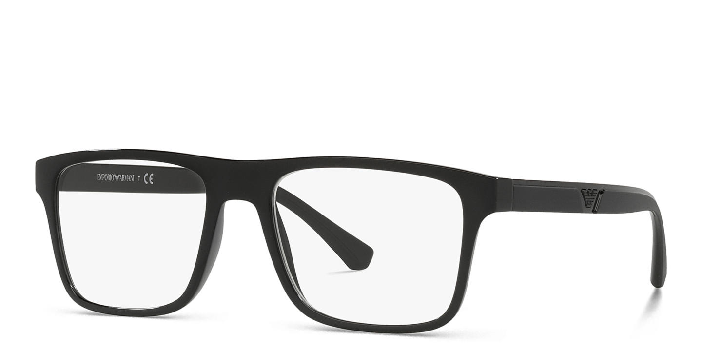 Emporio Armani Rectangle Eyeglasses in Rubber Black – Product Photo 1