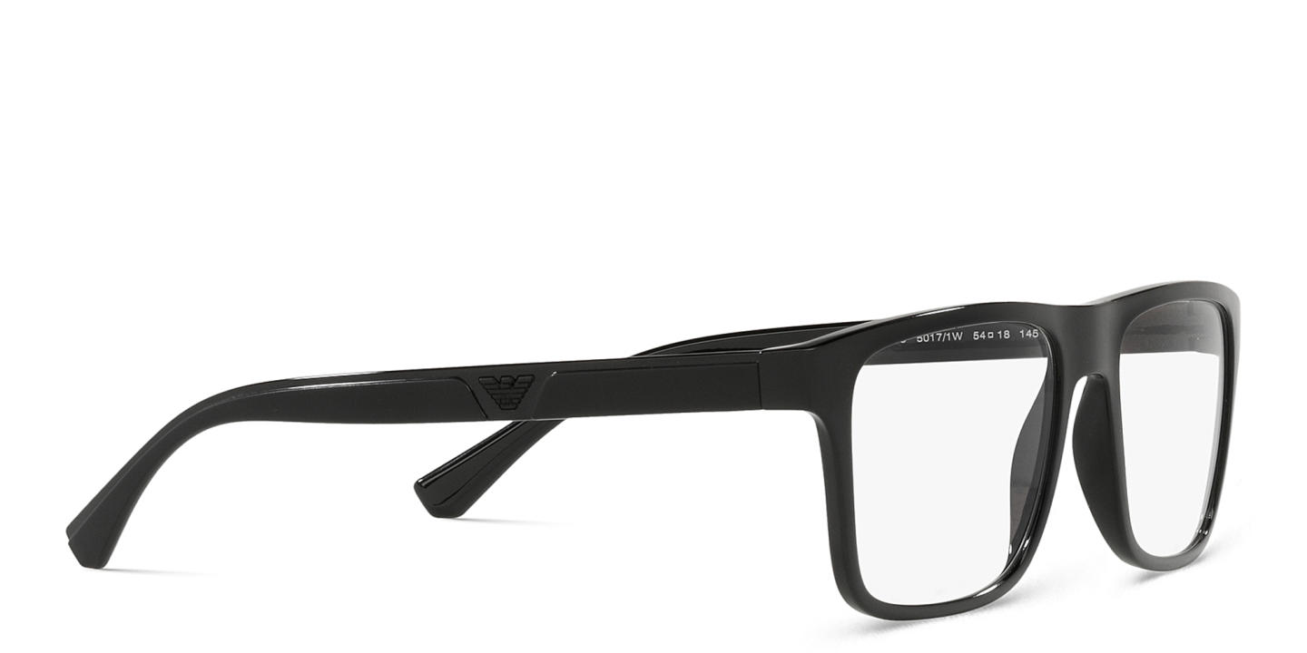 Emporio Armani Rectangle Eyeglasses in Rubber Black – Product Photo 3