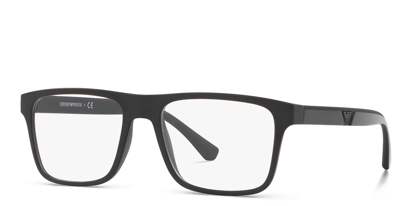 Emporio Armani Rectangle Eyeglasses in Midnight Black – Product Photo 1