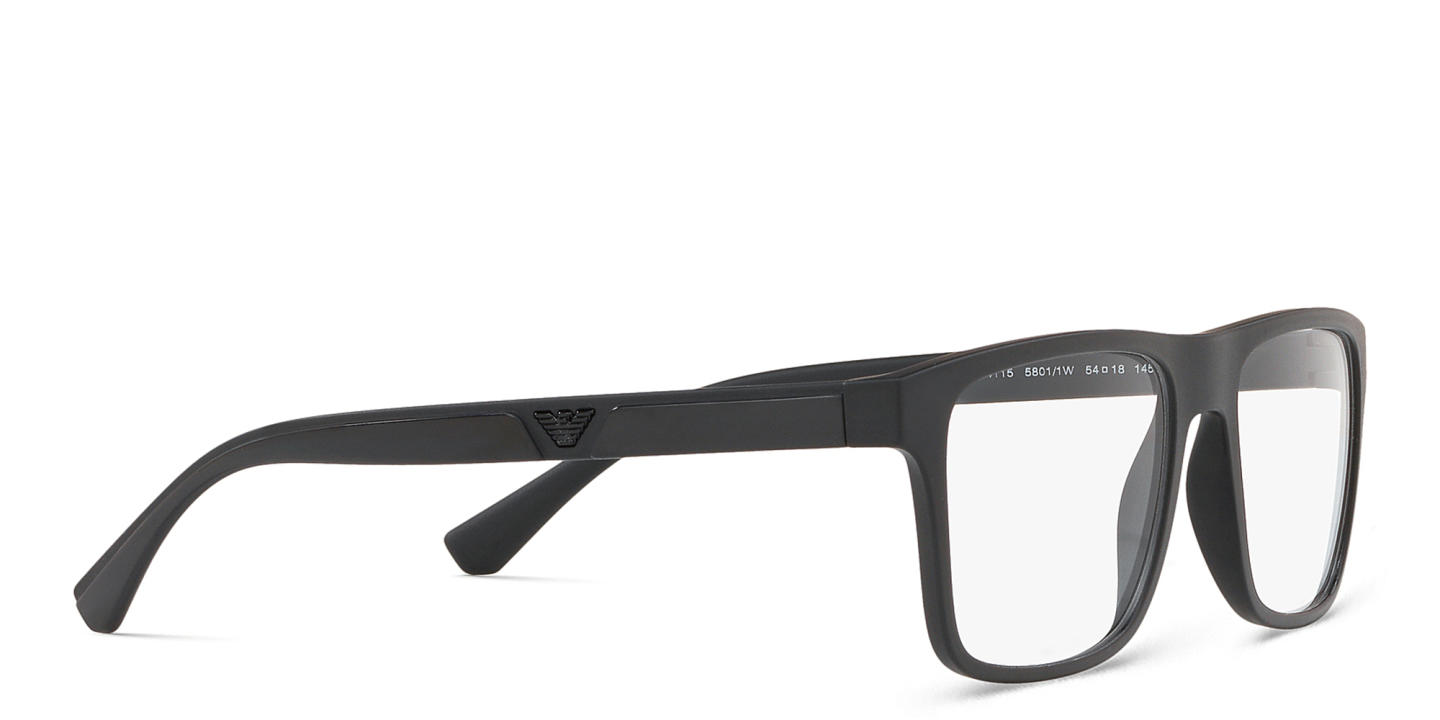 Emporio Armani Rectangle Eyeglasses in Midnight Black – Product Photo 3