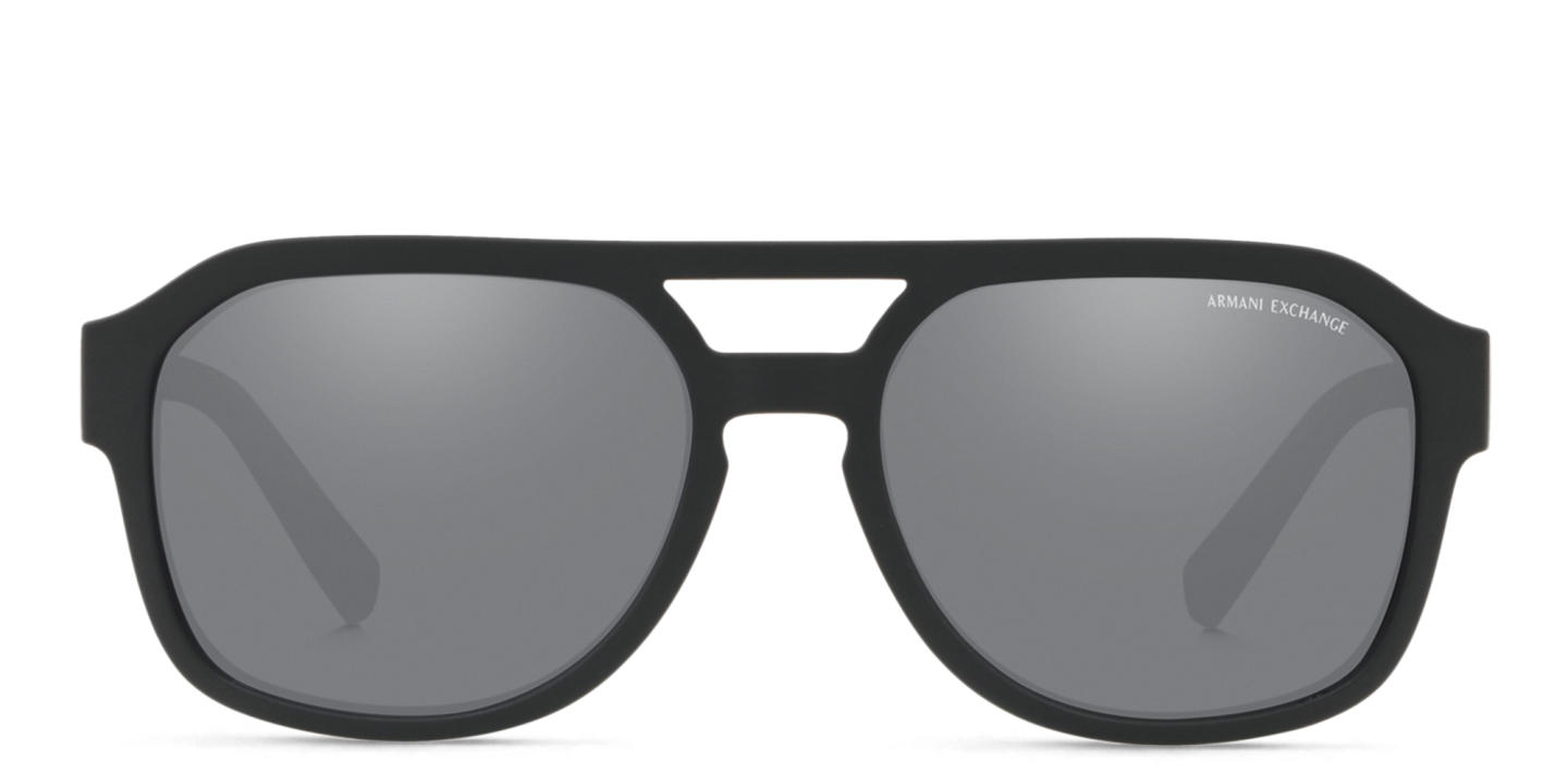 Shop Armani Exchange Rectangle Sunglasses in Black online.