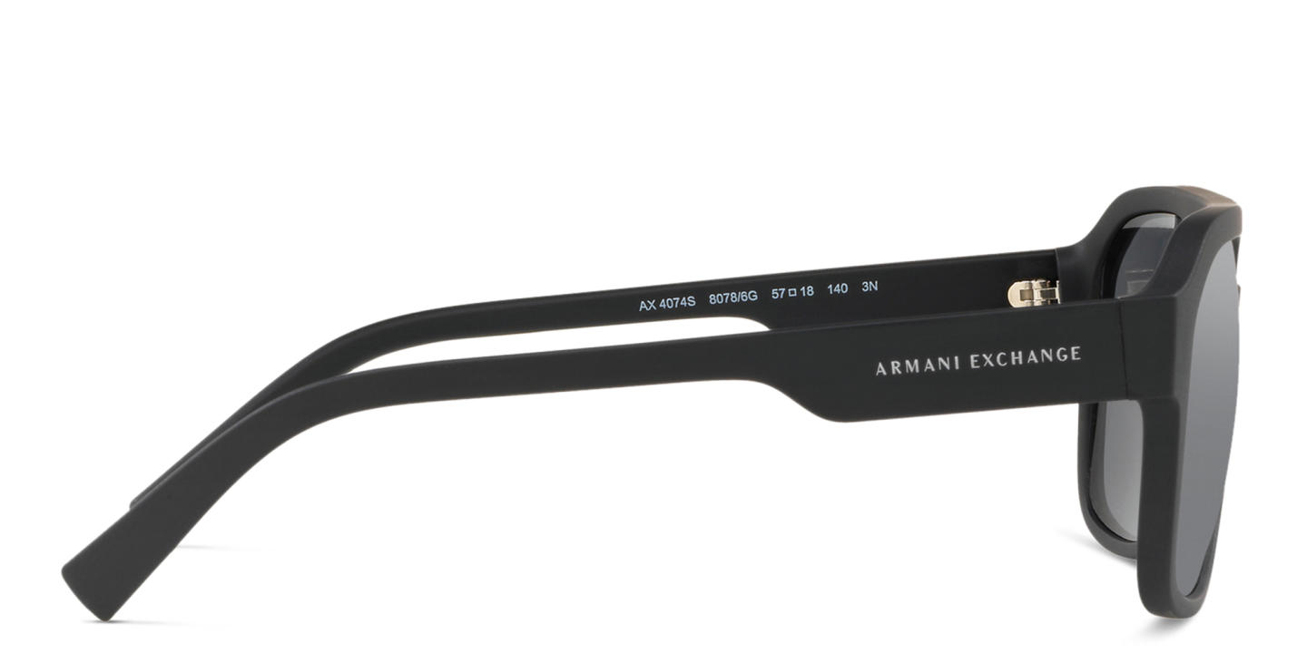 Shop Armani Exchange Rectangle Sunglasses in Black online.