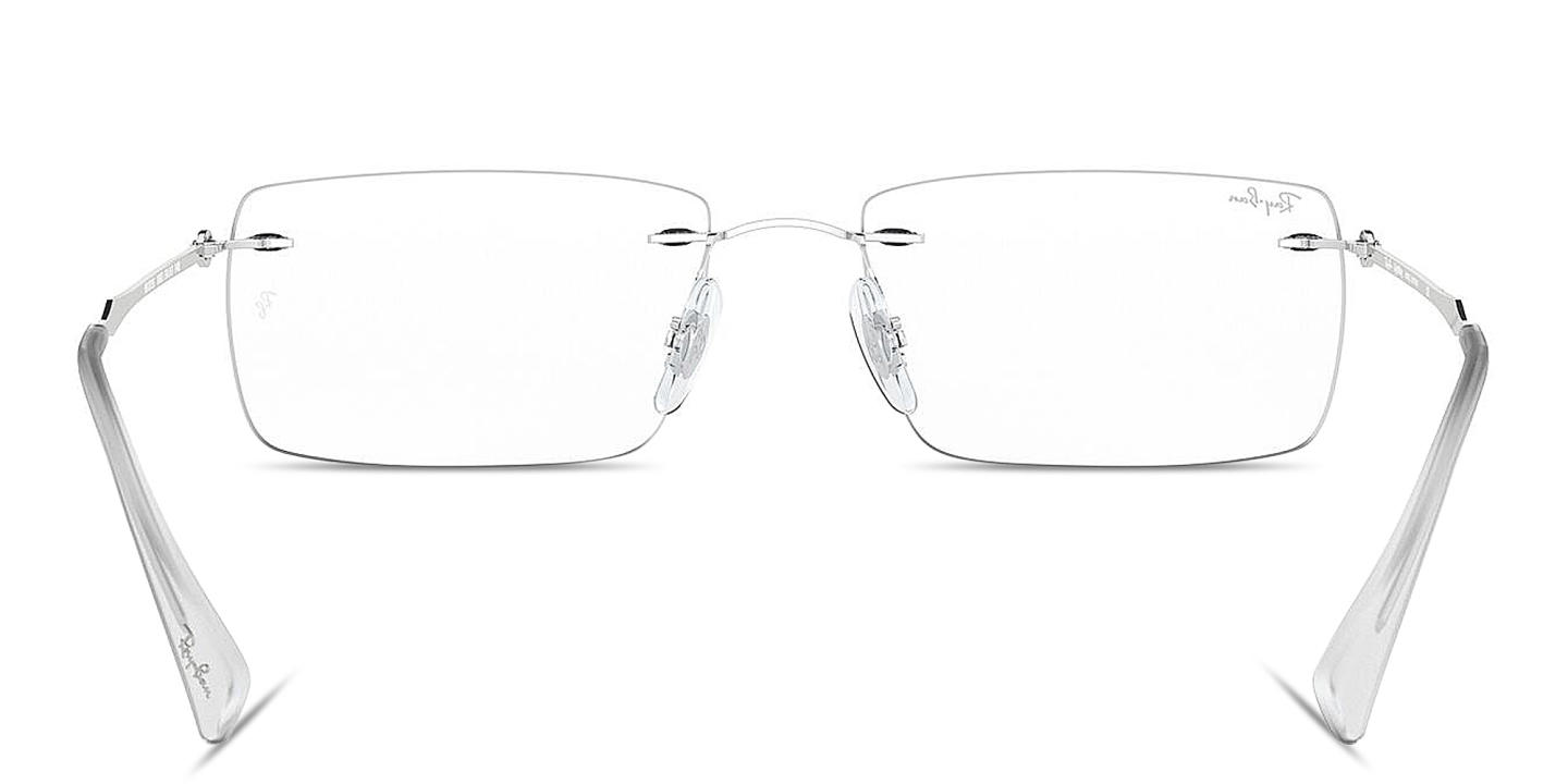 Shop Ray-Ban Optics Unisex Rimless Square Eyeglasses in Silver online.