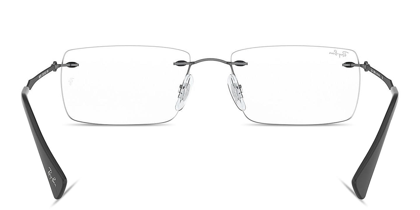 Shop Ray-Ban Optics Unisex Rimless Square Eyeglasses in Gunmetal online.