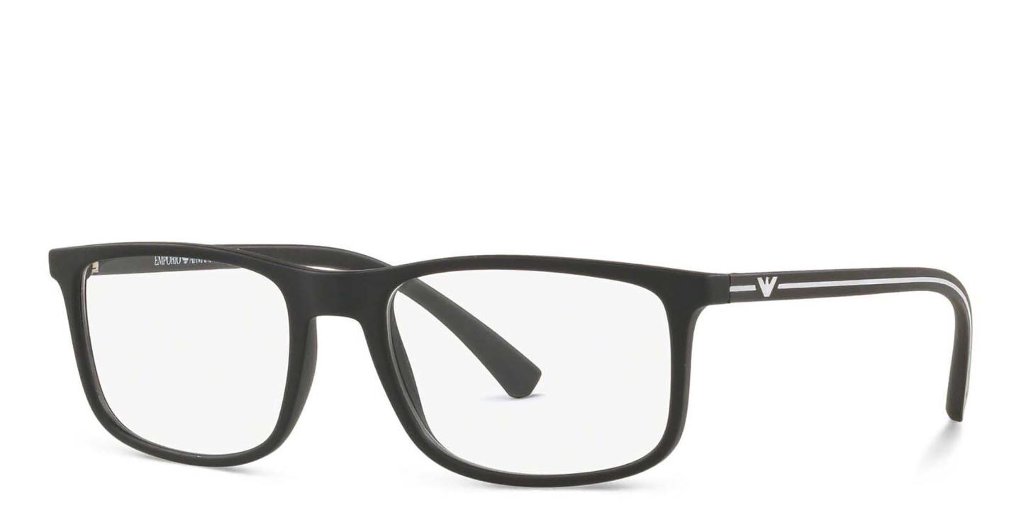نظارة طبية بإطار مستطيل واسع من امبوريو أرماني بلون أسود - صورة المنتج 1