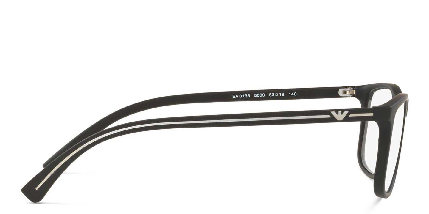 نظارة طبية بإطار مستطيل واسع من امبوريو أرماني بلون أسود - صورة المنتج 2