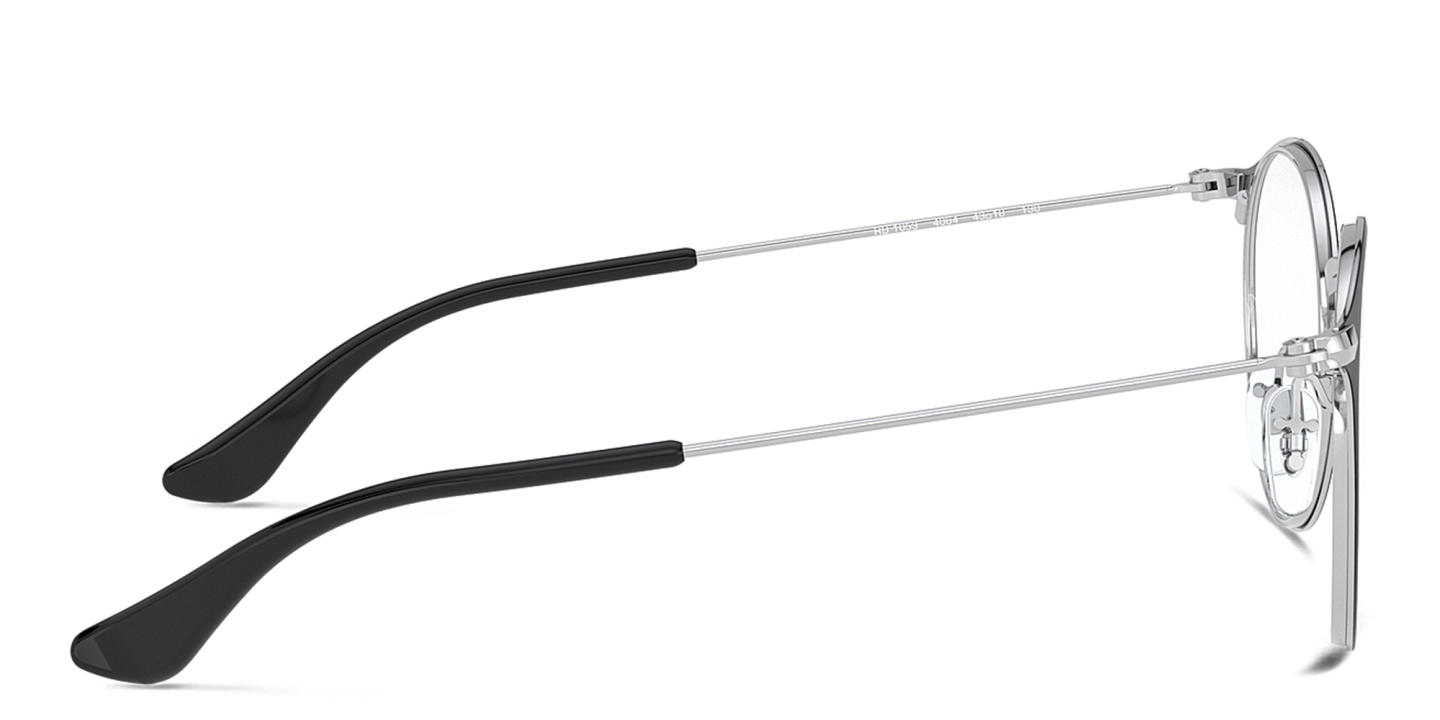 Shop Ray-Ban Junior Kids Panthos Eyeglasses in Metal in Black On Silver online.