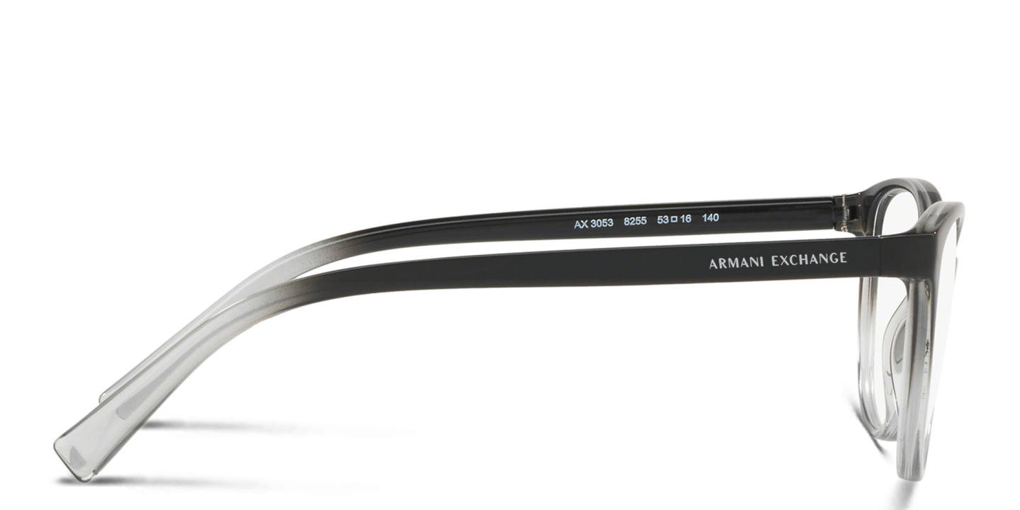 Shop Armani Exchange Logo Lettering Cat-Eye Eyeglasses in Black online.