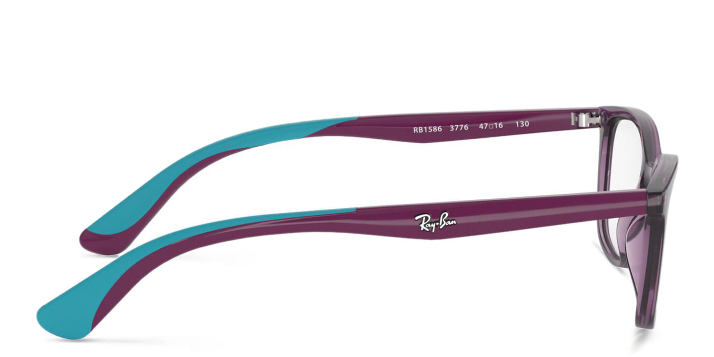 Ray-Ban Junior Ferrari Kids Rectangle Eyeglasses in Transparent Violet – Product Photo 2