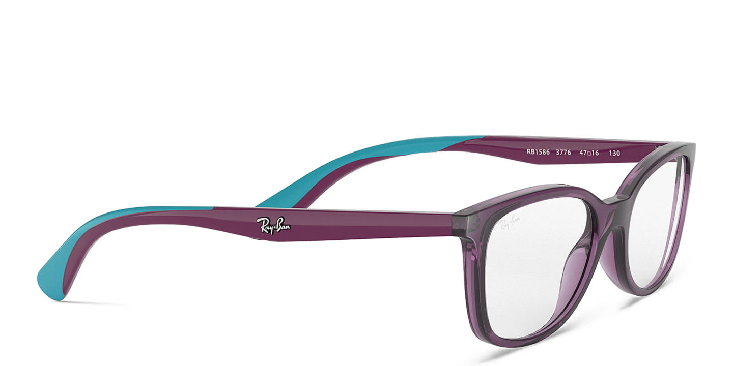 Ray-Ban Junior Ferrari Kids Rectangle Eyeglasses in Transparent Violet – Product Photo 3