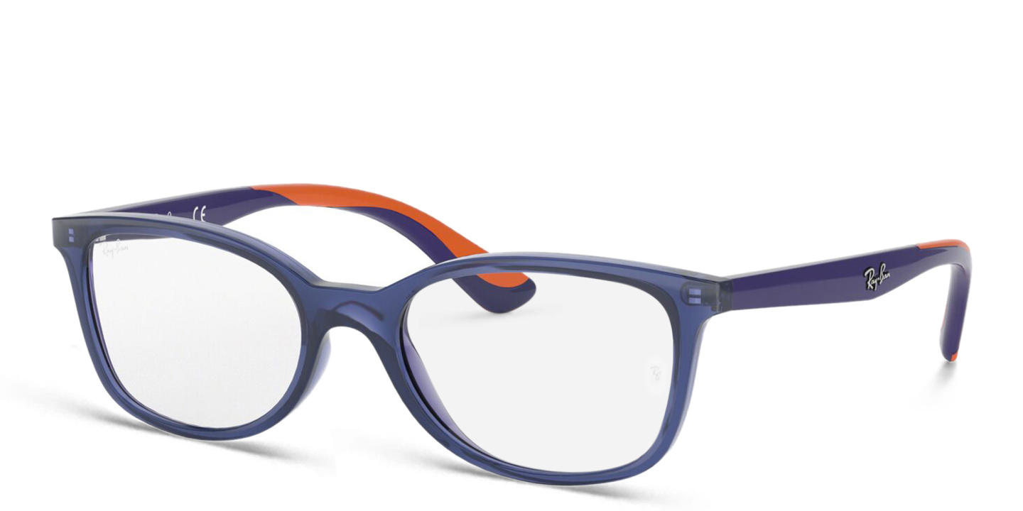 Ray-Ban Junior Ferrari Kids Rectangle Eyeglasses in Transparent Blue – Product Photo 1