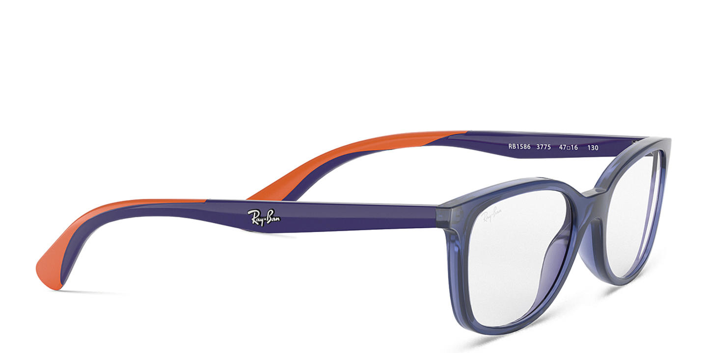 Ray-Ban Junior Ferrari Kids Rectangle Eyeglasses in Transparent Blue – Product Photo 3
