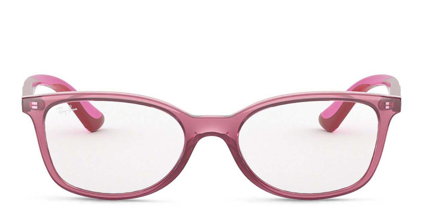 Ray-Ban Junior Ferrari Kids Rectangle Eyeglasses in Transparent Red – Product Photo 0