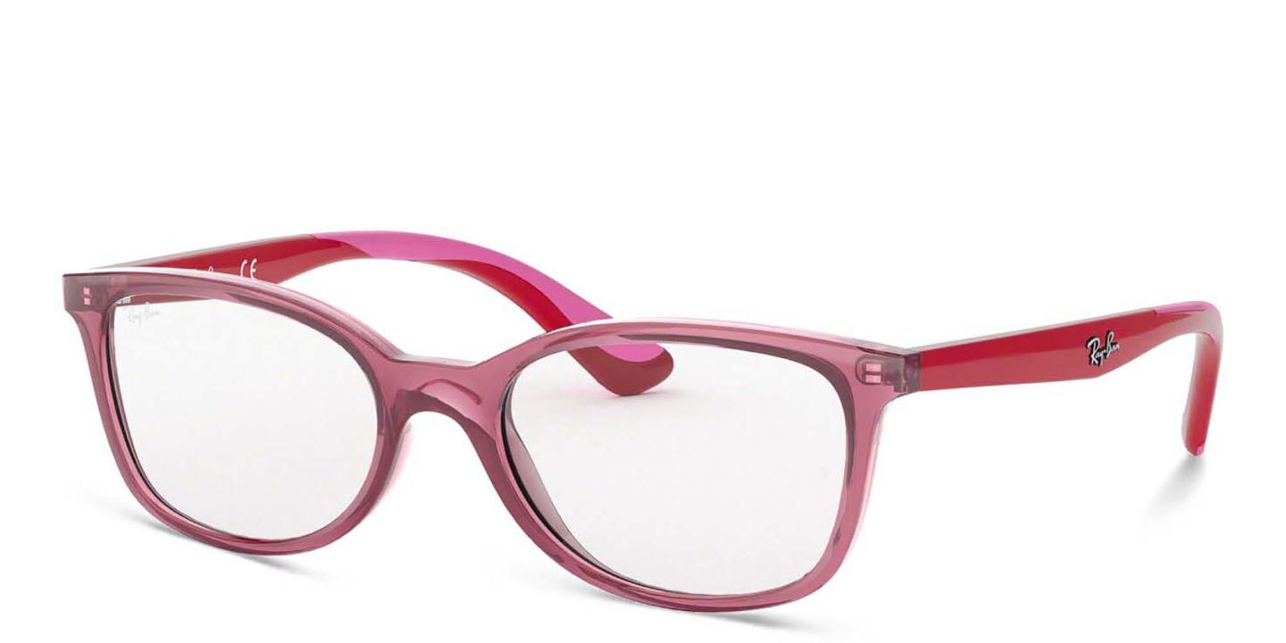 Ray-Ban Junior Ferrari Kids Rectangle Eyeglasses in Transparent Red – Product Photo 1