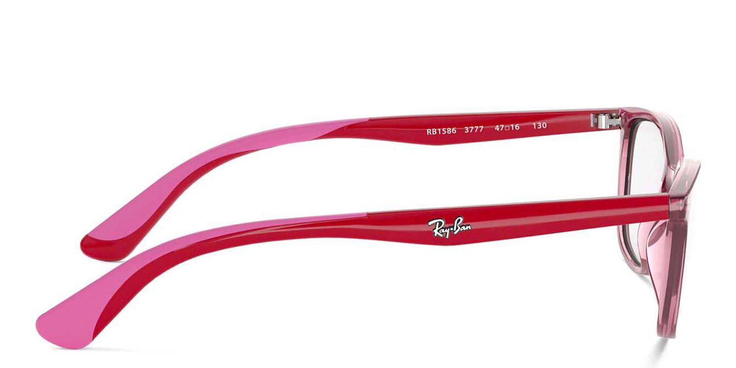 Ray-Ban Junior Ferrari Kids Rectangle Eyeglasses in Transparent Red – Product Photo 2