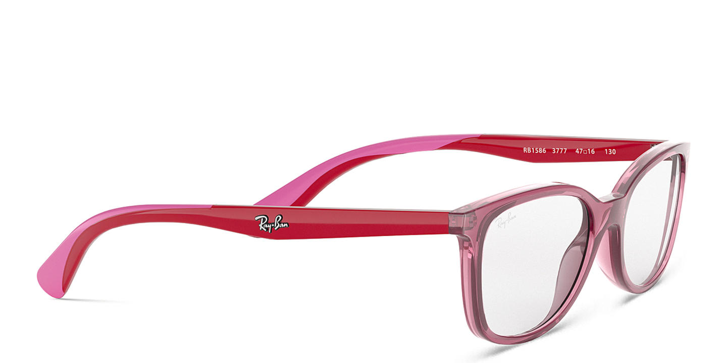 Ray-Ban Junior Ferrari Kids Rectangle Eyeglasses in Transparent Red – Product Photo 3