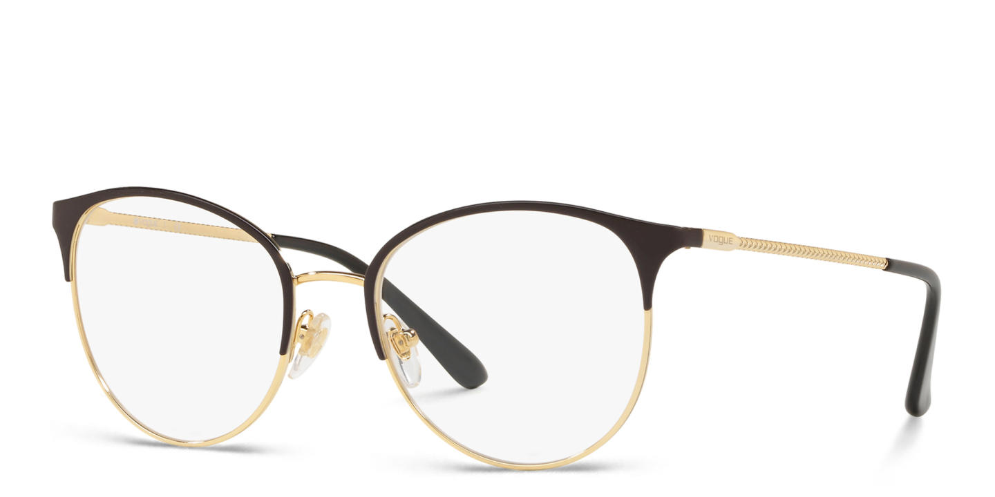 Shop Vogue Eyewear Round Eyeglasses in Black Gold online.
