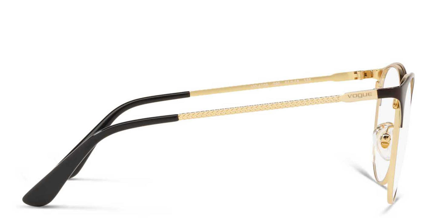 Shop Vogue Eyewear Round Eyeglasses in Black Gold online.