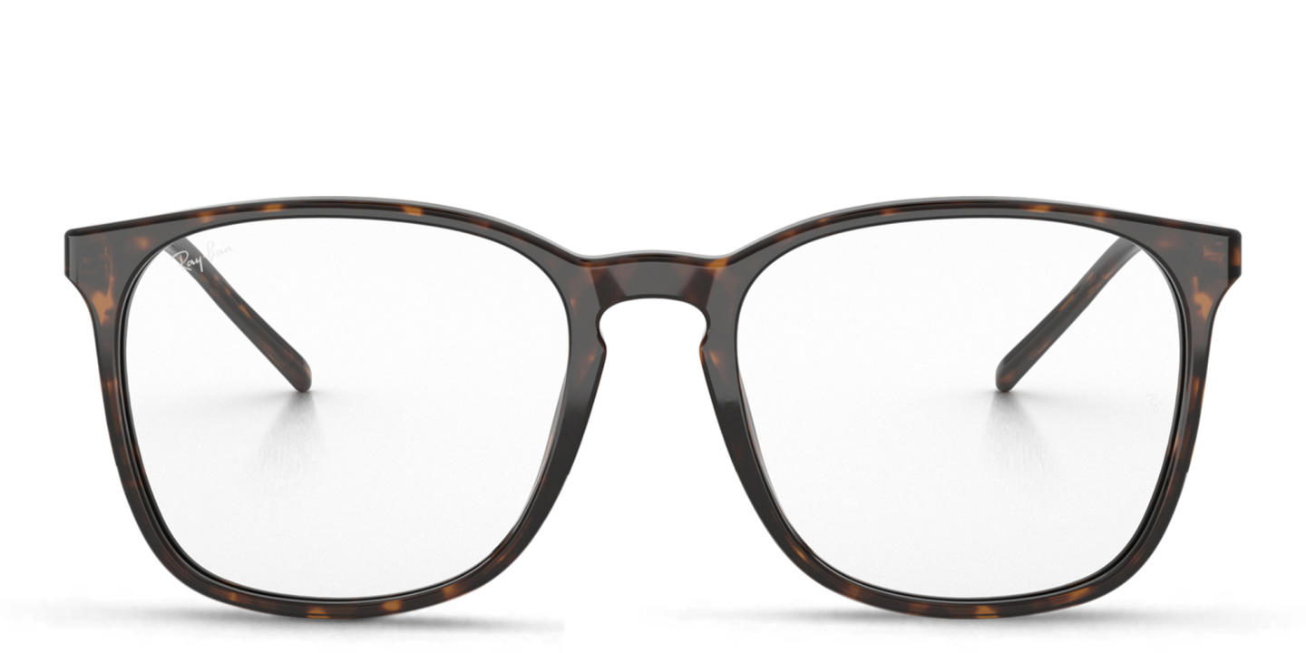 Shop Ray-Ban Unisex Square Eyeglasses in Polished Havana online.
