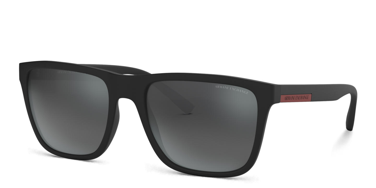 Armani Exchange Logo Lettering Square Sunglasses in Black – Product Photo 1