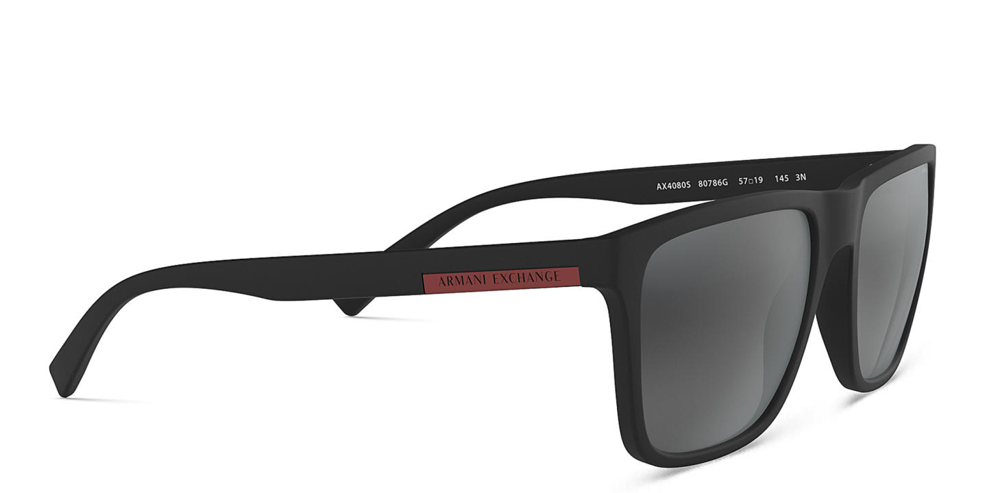 Armani Exchange Logo Lettering Square Sunglasses in Black – Product Photo 3