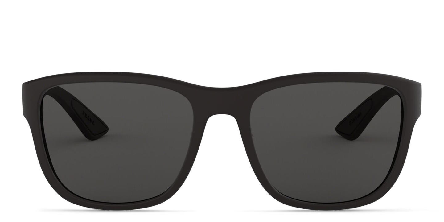 Shop Prada Linea Rossa Pillow Sunglasses in Black Rubber online.