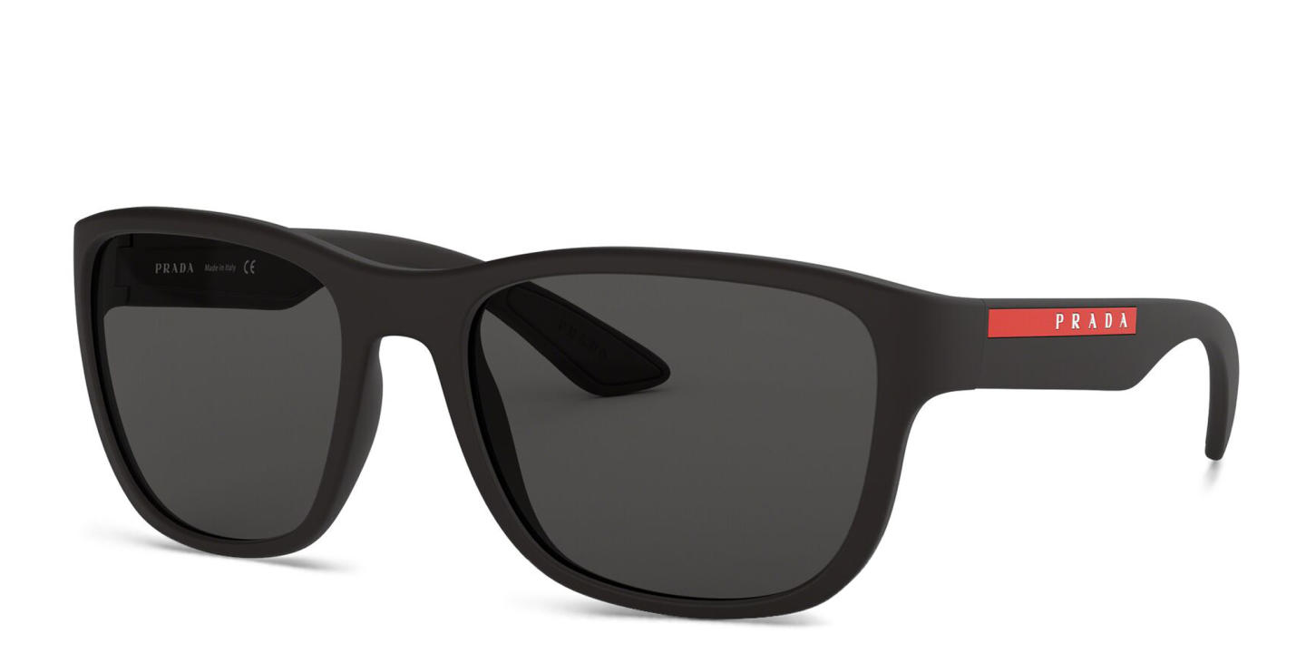 Prada Linea Rossa Pillow Sunglasses in Black Rubber – Product Photo 1