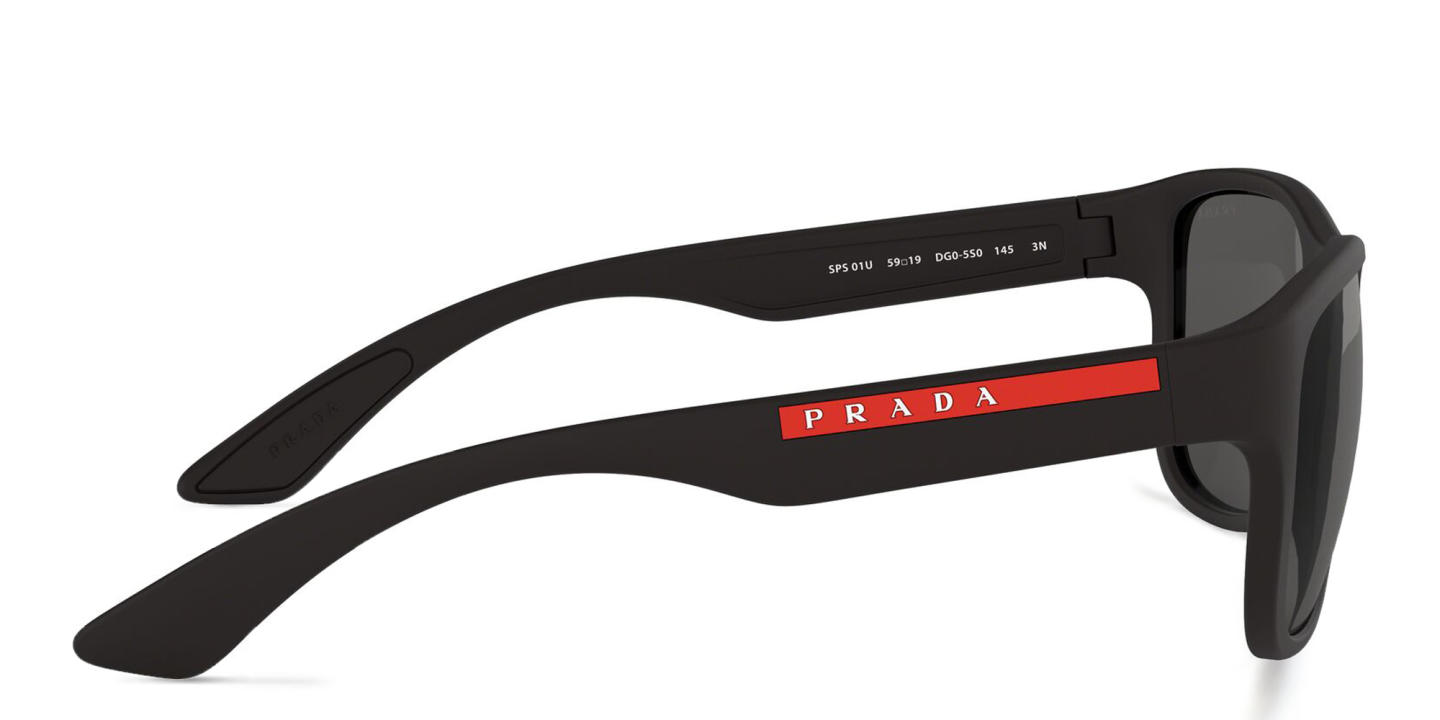 Prada Linea Rossa Pillow Sunglasses in Black Rubber – Product Photo 2
