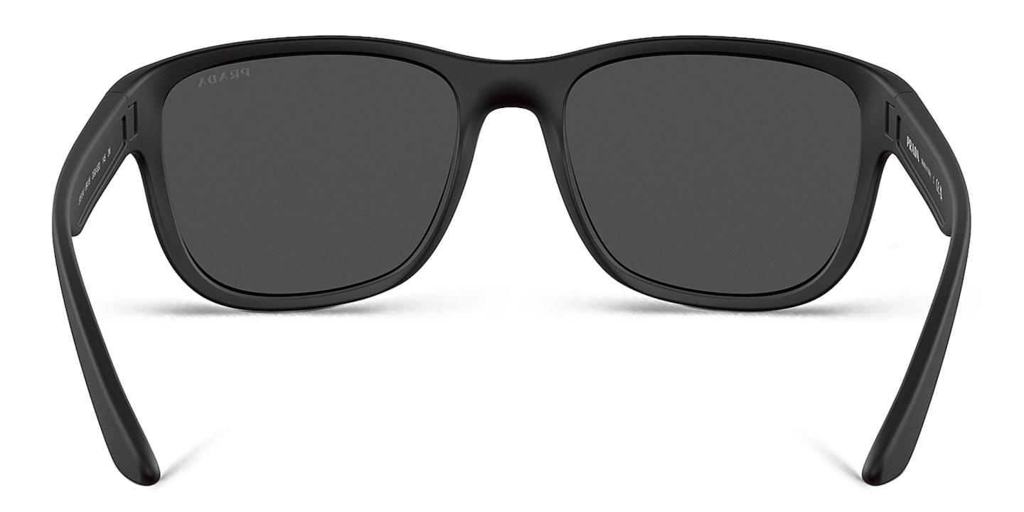 Shop Prada Linea Rossa Pillow Sunglasses in Black Rubber online.