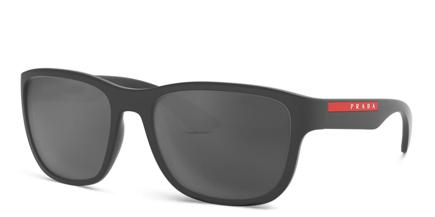 Shop Prada Linea Rossa Pillow Sunglasses in Grey Rubber online.