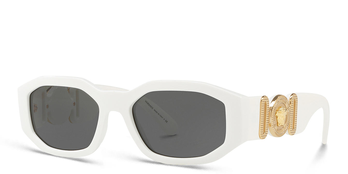 Shop VERSACE Medusa Biggie Sunglasses in White online.