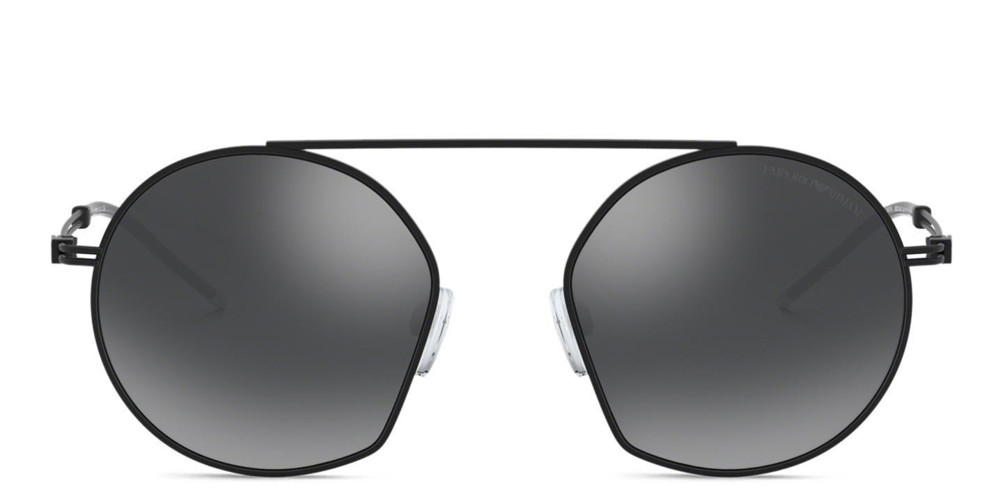 Shop Emporio Armani Irregular Sunglasses in Matte Black online.