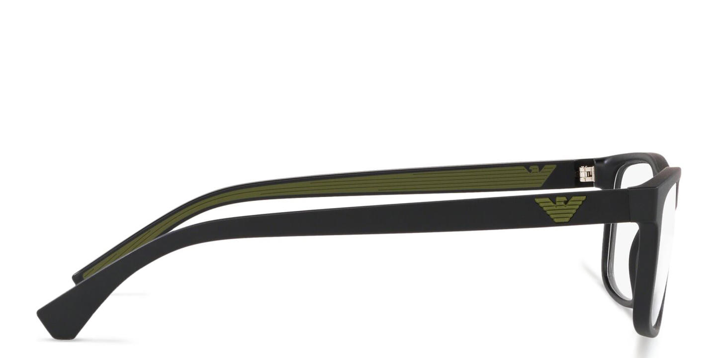 Shop Emporio Armani Rectangle Eyeglasses in Matte Black online.